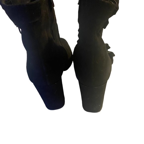 Free People black zip heeled laced side boots size 10 - Picture 5 of 9